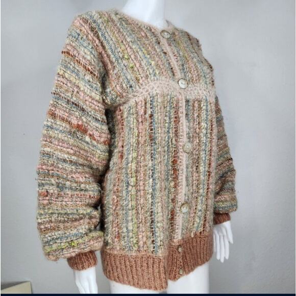 Vintage Artisan Wool Knit Cardigan Sweater Size Medium - Picture 4 of 13